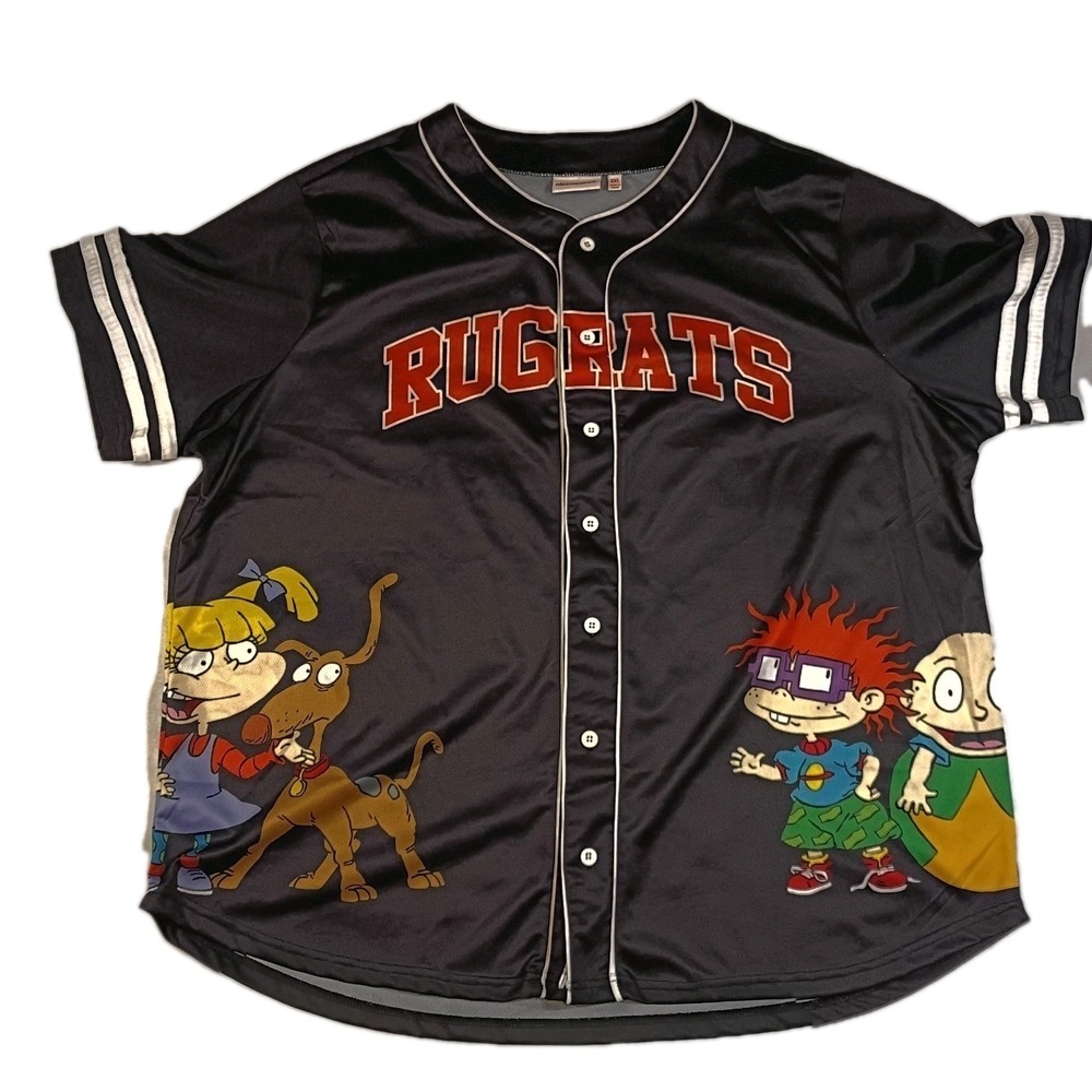 Nickelodeon Rugrats Jersey Black‎ Unisex Men's 3XL 90s Y2K Nostalgia Casual